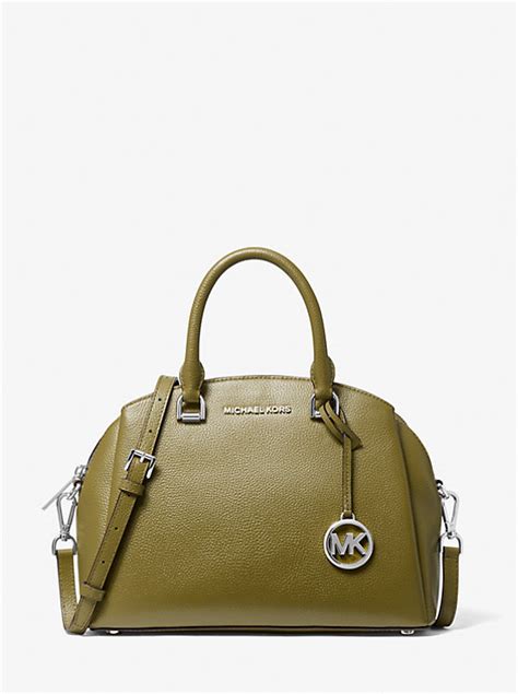 Maxine Medium Pebbled Leather Dome Satchel 